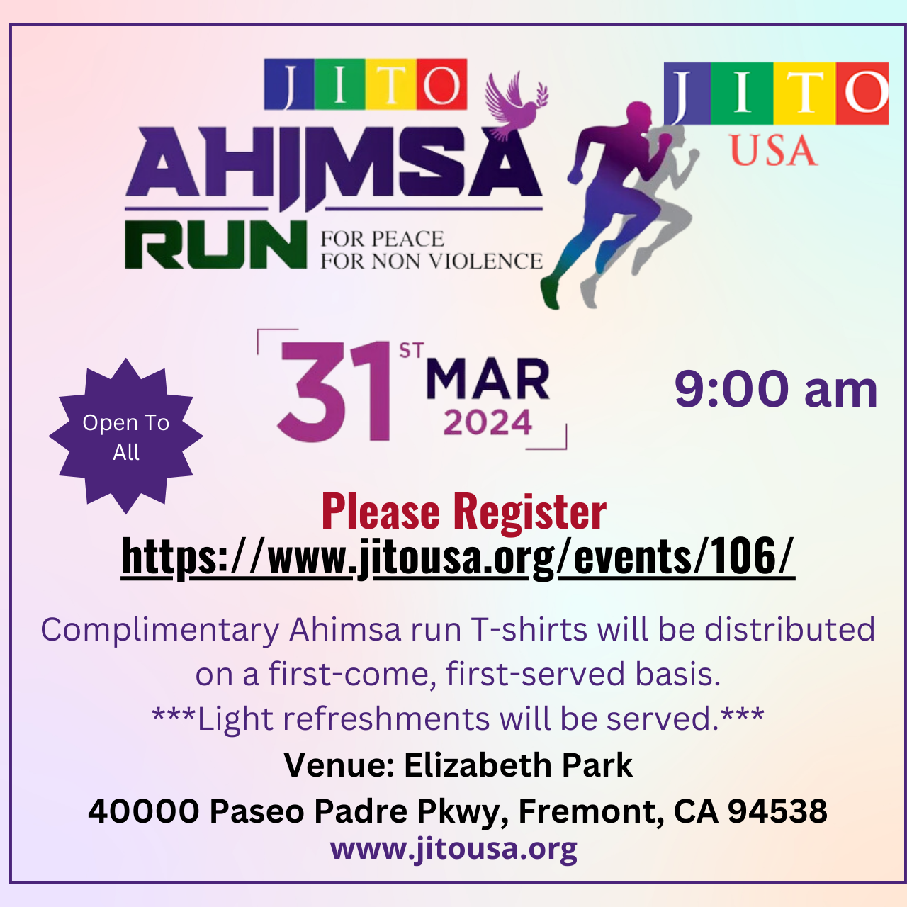 JITO Foundation Day & AHIMSA Walk-Run